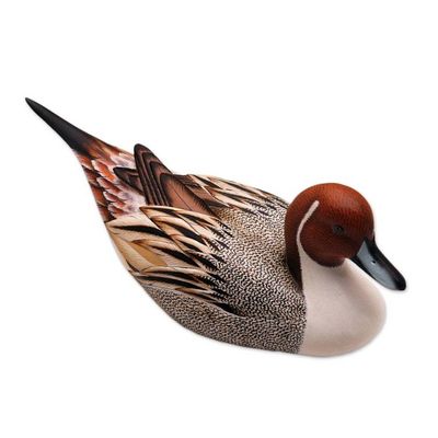 Alternate image for Hand Carved Albesia Wood Duck Statuette from Bali Pintail Duck