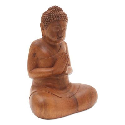 Alternate image for Adoration Buddha Suar Wood Statuette Hridayanjali Mudra