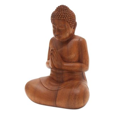 Alternate image for Adoration Buddha Suar Wood Statuette Hridayanjali Mudra