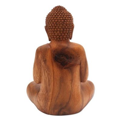Alternate image for Adoration Buddha Suar Wood Statuette Hridayanjali Mudra