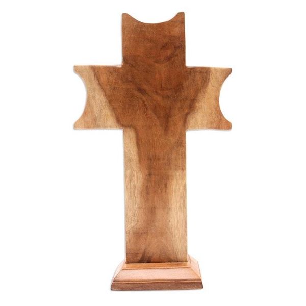 Alternate image for Handmade Suar Wood Cross Sculpture Blessed is Jesus