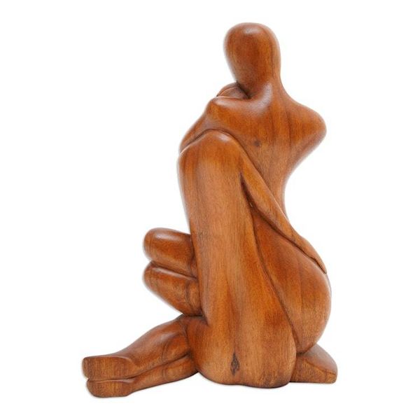 Alternate image for Hand-Carved Romantic Suar Wood Sculpture from Bali Moms Love Never Ends