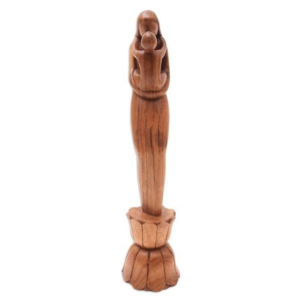 Alternate image for Suar Wood Mother and Child Sculpture Infinite Mothers Love