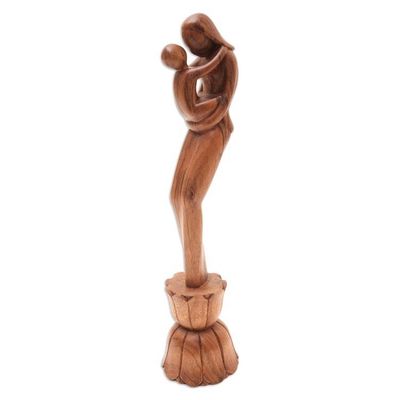 Alternate image for Suar Wood Mother and Child Sculpture Infinite Mothers Love