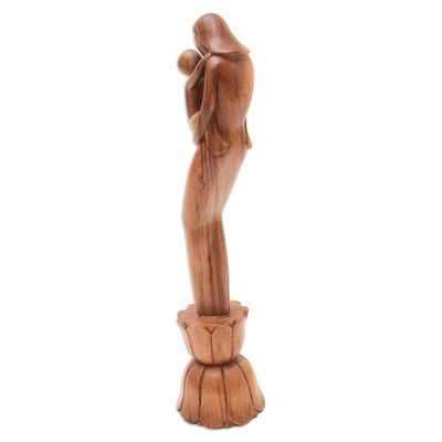 Alternate image for Suar Wood Mother and Child Sculpture Infinite Mothers Love