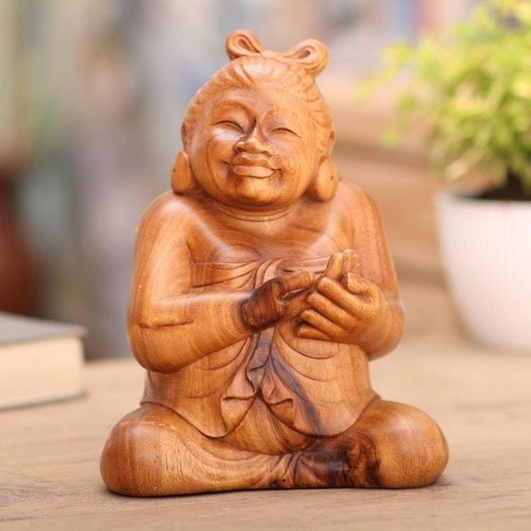 Alternate image for Hand Carved Suar Wood Figurative Sculpture Balinese Grandmother