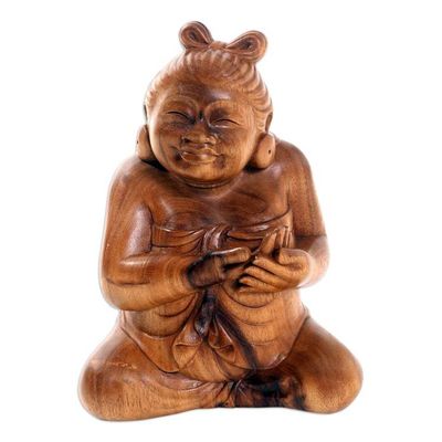Alternate image for Hand Carved Suar Wood Figurative Sculpture Balinese Grandmother