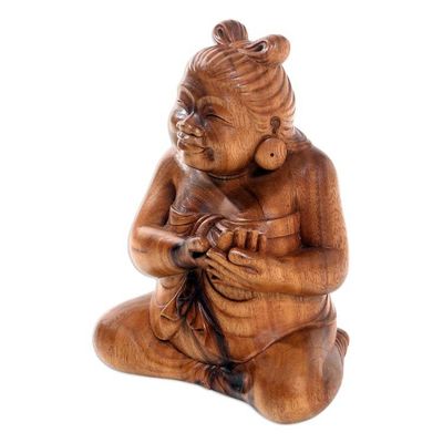 Alternate image for Hand Carved Suar Wood Figurative Sculpture Balinese Grandmother