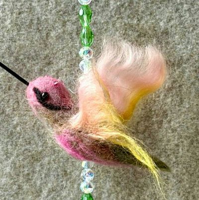 Primary image for Needle Felted Hummingbird Ornament called Ping – Handmade Sun Catcher and Window Decor