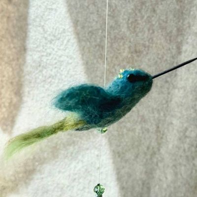 Primary image for Needle Felted Hummingbird Ornament called Luma – Handmade Sun Catcher and Window Decor