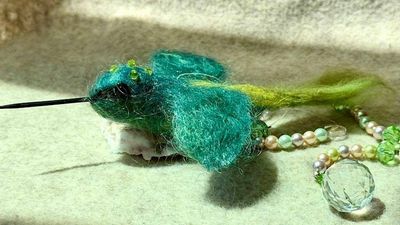 Alternate image for Needle Felted Hummingbird Ornament called Luma – Handmade Sun Catcher and Window Decor