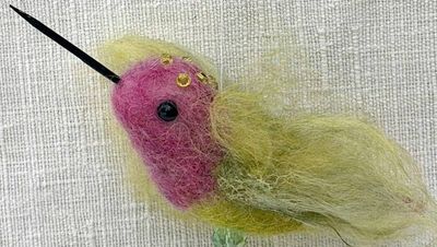 Alternate image for Handmade Hummingbird Sun Catcher – Needle Felted Wool Bird Decoration, named Brio