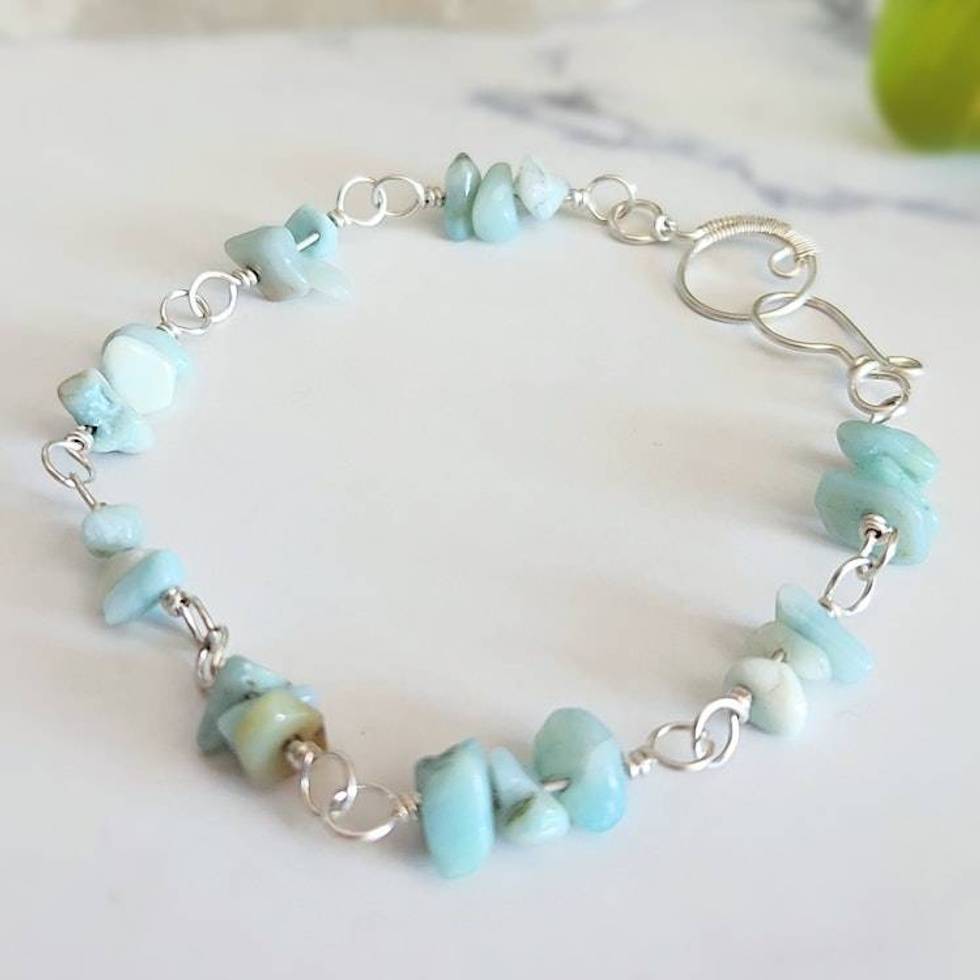 Sterling Silver Amazonite Gemstone Bracelet
