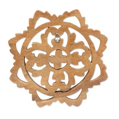 Alternate image for Hand-Carved Traditional Floral Suar Wood Relief Panel Edens Sunrise