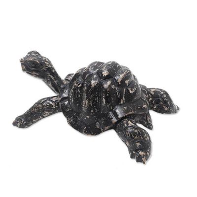 Alternate image for Hand Carved Suar Wood Tortoise Statuette Crawling Tortoise