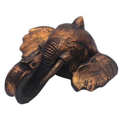 Alternate image for Antiqued Gold-Tone Wood Elephant Wall Sculpture from Bali Glorious Elephant