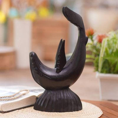 Primary image for Handcrafted Wood Dolphin Sculpture from Indonesia Resourceful Dolphin