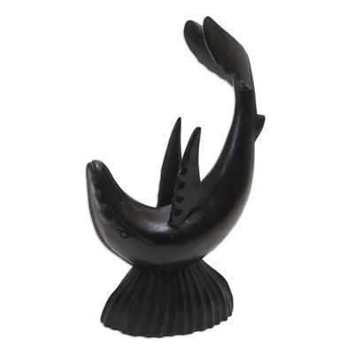 Alternate image for Handcrafted Wood Dolphin Sculpture from Indonesia Resourceful Dolphin