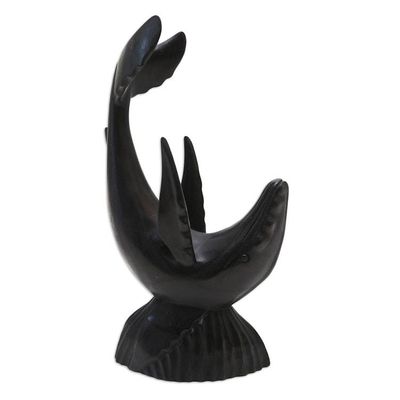 Alternate image for Handcrafted Wood Dolphin Sculpture from Indonesia Resourceful Dolphin