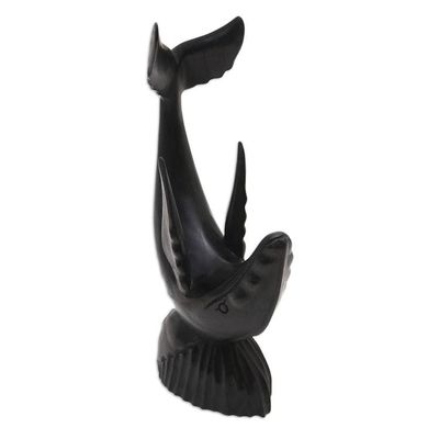 Alternate image for Handcrafted Wood Dolphin Sculpture from Indonesia Resourceful Dolphin