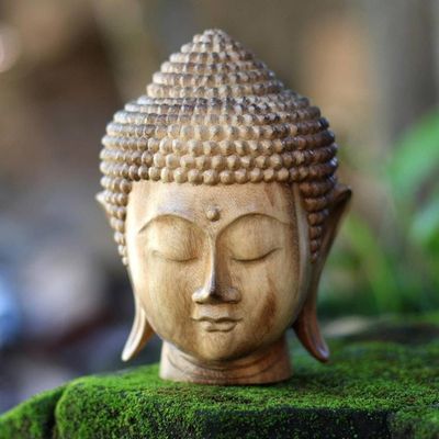 Primary image for Hand-Carved Wood Buddha Head Sculpture from Bali Buddha Nature