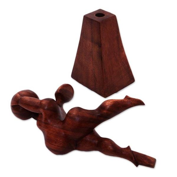 Alternate image for Suar Wood Sculpture of a Woman with a Ball from Bali Ball Stretch