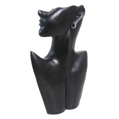 Alternate image for Black Suar Wood Sculpture from India Modern Silhouette