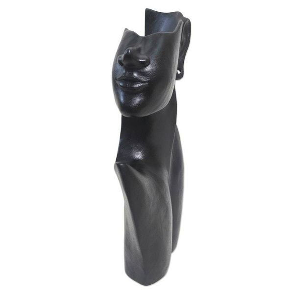 Alternate image for Black Suar Wood Sculpture from India Modern Silhouette