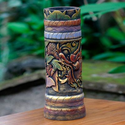 Primary image for Fair Trade Handmade Wood Dragon-Themed Vase Baru Klinting Dragon