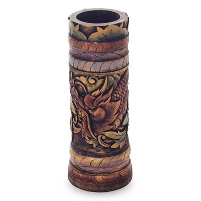 Alternate image for Fair Trade Handmade Wood Dragon-Themed Vase Baru Klinting Dragon