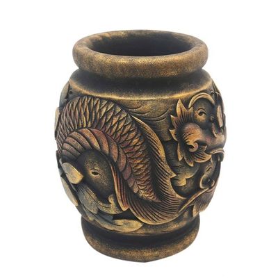 Alternate image for Antiqued Artisan Crafted Mahogany Wood Dragon Vase Fierce Anantaboga