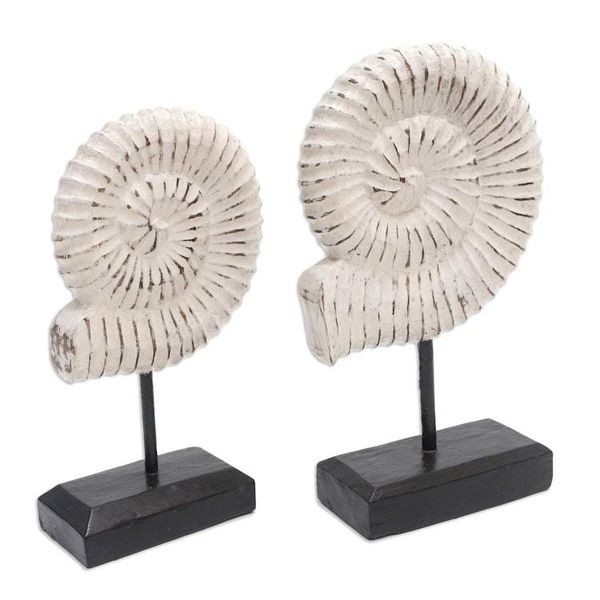 Alternate image for Handmade Albesia Wood Snail Statuettes Pair Snail Spirals
