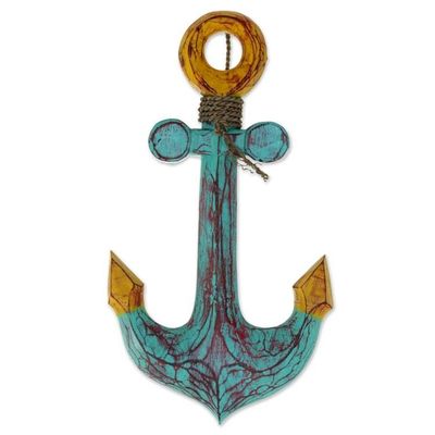 Alternate image for Hand Carved Wood Wall Art Agel Grass from Indonesia Anchors Aweigh