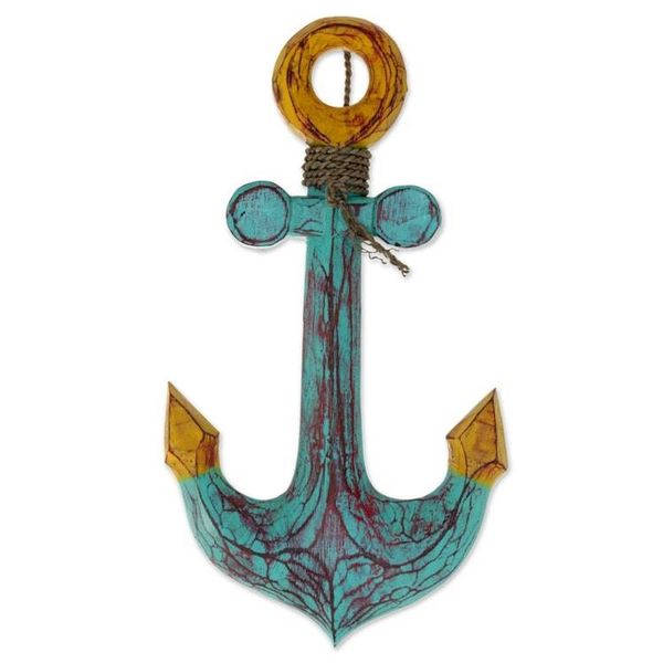 Alternate image for Hand Carved Wood Wall Art Agel Grass from Indonesia Anchors Aweigh