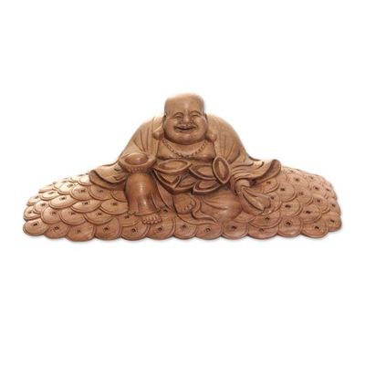 Primary image for Acacia Wood Sitting Buddha Statuette Hand Carved Buddha of Happiness III