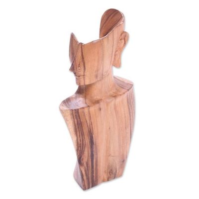 Alternate image for Hand-Carved Fine Art Suar Wood Sculpture from Bali Im Listening
