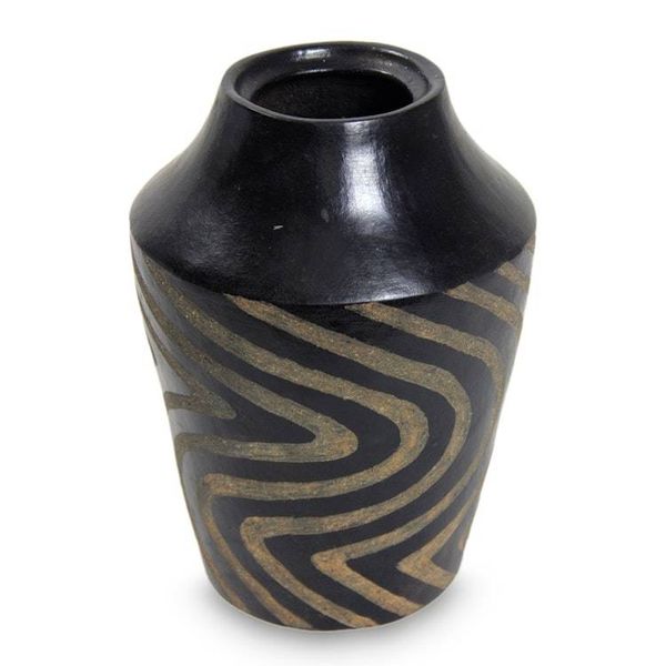 Alternate image for Javanese Black Terracotta Hand Made Ceramic Vase Black Tiger