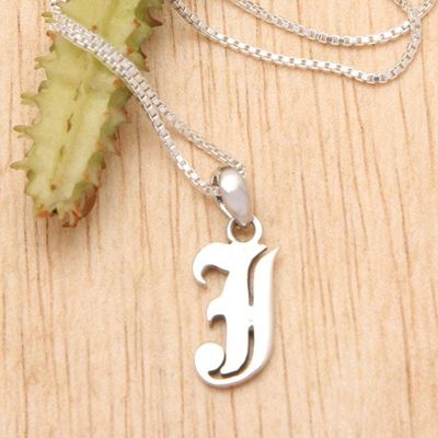 Primary image for Polished Sterling Silver Letter J Pendant Necklace from Bali Letter J