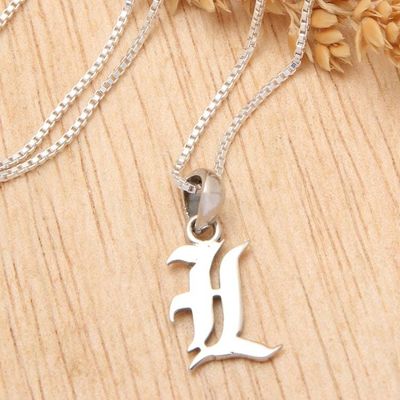 Primary image for Polished Sterling Silver Letter L Pendant Necklace from Bali Letter L