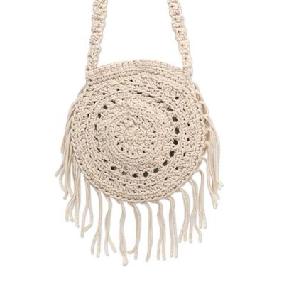 Alternate image for Round Cotton Crocheted Shoulder Bag Kediri Shine