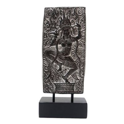 Alternate image for Cement Goddess Statuette with Wooden Base The Dancing Sri