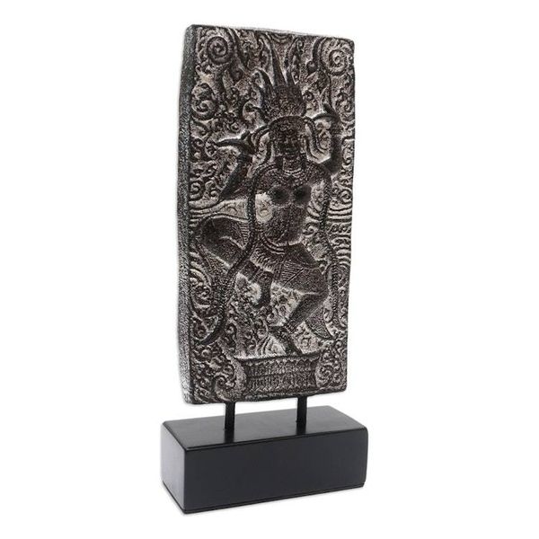 Alternate image for Cement Goddess Statuette with Wooden Base The Dancing Sri