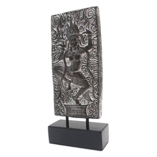 Alternate image for Cement Goddess Statuette with Wooden Base The Dancing Sri