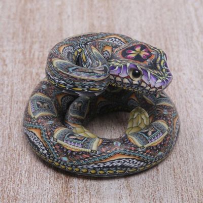 Alternate image for Polymer Clay Rattlesnake Sculpture 2.5 Inch Rattlesnake
