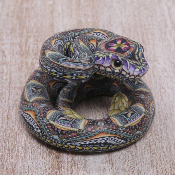 Alternate image for Polymer Clay Rattlesnake Sculpture 2.5 Inch Rattlesnake
