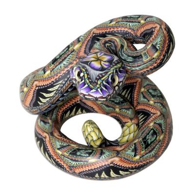 Alternate image for Polymer Clay Rattlesnake Sculpture 2.5 Inch Rattlesnake