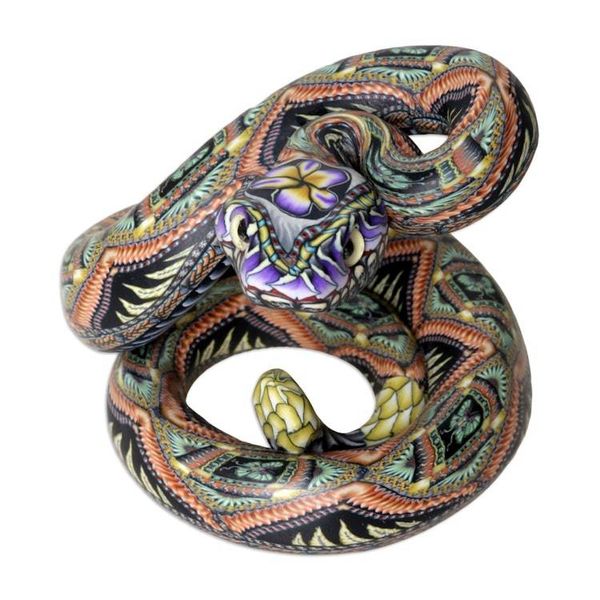 Alternate image for Polymer Clay Rattlesnake Sculpture 2.5 Inch Rattlesnake