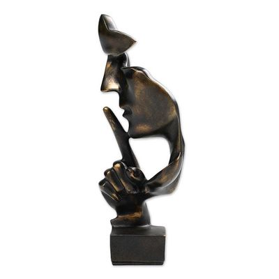 Alternate image for Inspirational Dark Golden Resin Sculpture Crafted in Java Silent Gold