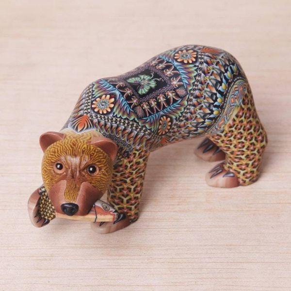 Alternate image for Colorful Polymer Clay Bear Sculpture 4 Inch from Bali Successful Grizzly