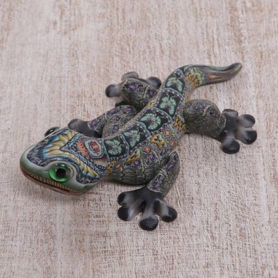 Alternate image for Handcrafted Polymer Clay Gecko Sculpture 4 Inch Lively Gecko